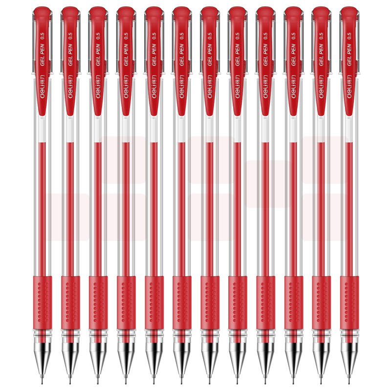 得力6601中性笔0.5mm半针管(红)(支)