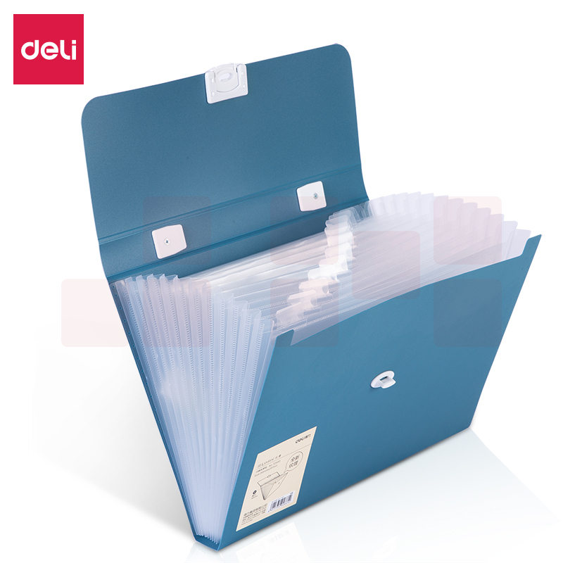 得力72593_13格风琴包330*250*35mm(浅蓝)