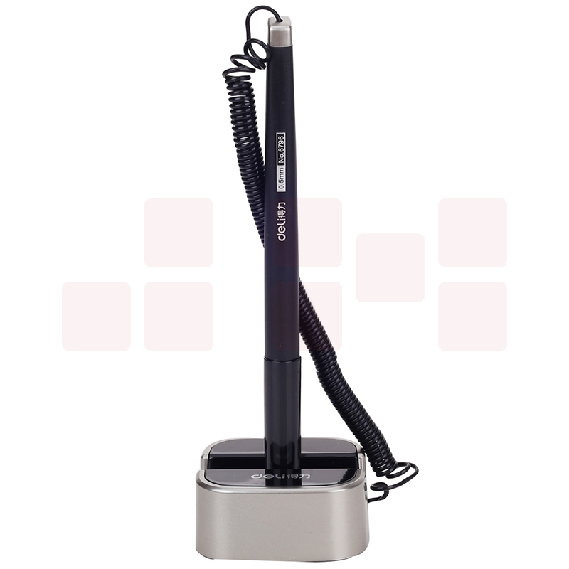 得力 6796 0.5mm商务办公桌面台笔 签字笔 灰色