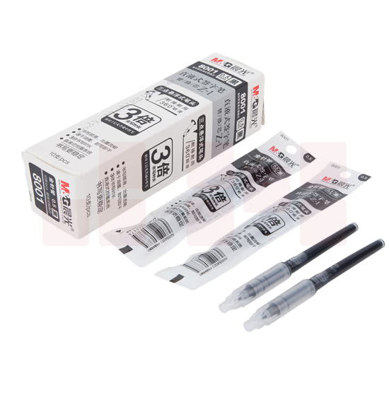 晨光0.5mm黑色直液式速干中性笔芯 替芯 优品系列水笔芯 10支/盒8001