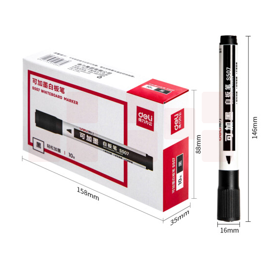 得力 S507 白板笔 黑色（每盒19支） ；支