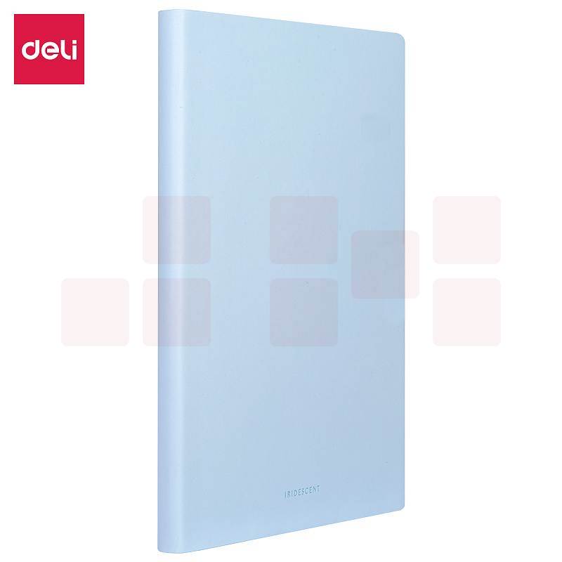 得力22283软面贴芯皮面本-A5-210mm*143mm/96张（单位：本）浅蓝