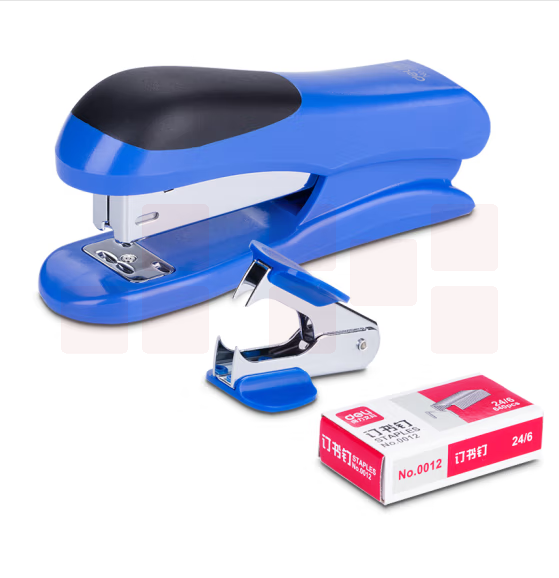 得力0355订书机12#(订书机+起钉器+订书钉三合一组合套装 蓝色