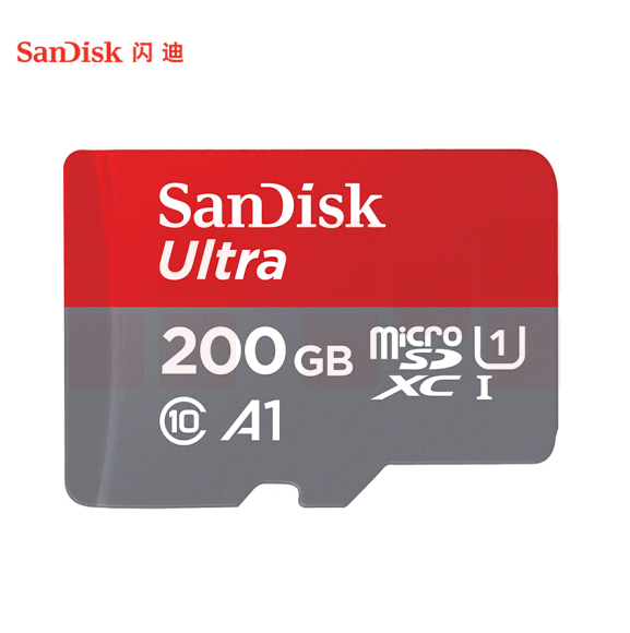  闪迪（SanDisk）200GB TF（MicroSD）存储卡 U1 C10 A1 至尊高速移动版内存卡SDSQUAN-200G-ZN3MN 读速120MB/s