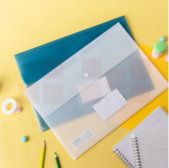 得力5506 A4双面文件袋10个装 彩色按扣资料袋 330*237mm