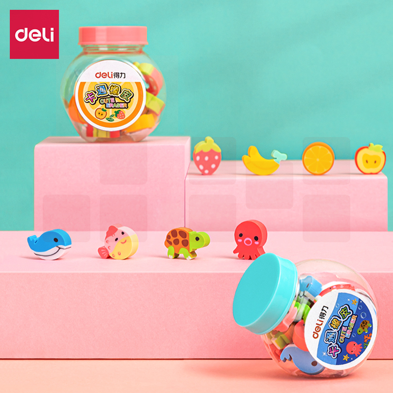 得力7533桶装卡通橡皮(混)(20块/桶)