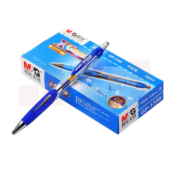 晨光GP-1350中性笔/签字笔/水性笔 0.5mm按动笔 蓝色 12支