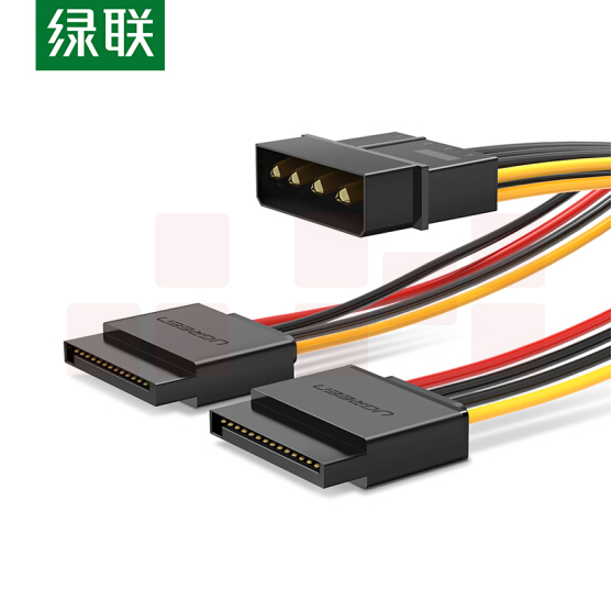 绿联     50398 黑色 0.2米 SATA4Pin转15Pin一分二电源线  货号：WY