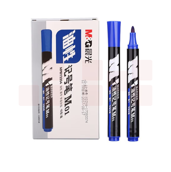 晨光 APMY2204 大头勾线笔标记笔M01油性记号笔蓝色【10支/盒】