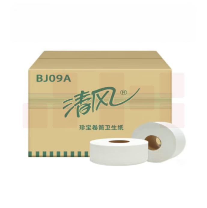 清风 大盘纸 BJ09A珍宝卷纸 单层大卷纸 1层 大盘纸 大卷卫生纸 大卷手纸 厕纸 12卷/箱