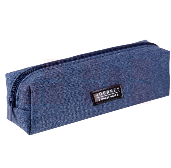 得力 大容量笔袋 文具铅笔收纳袋 文具袋 深蓝66683