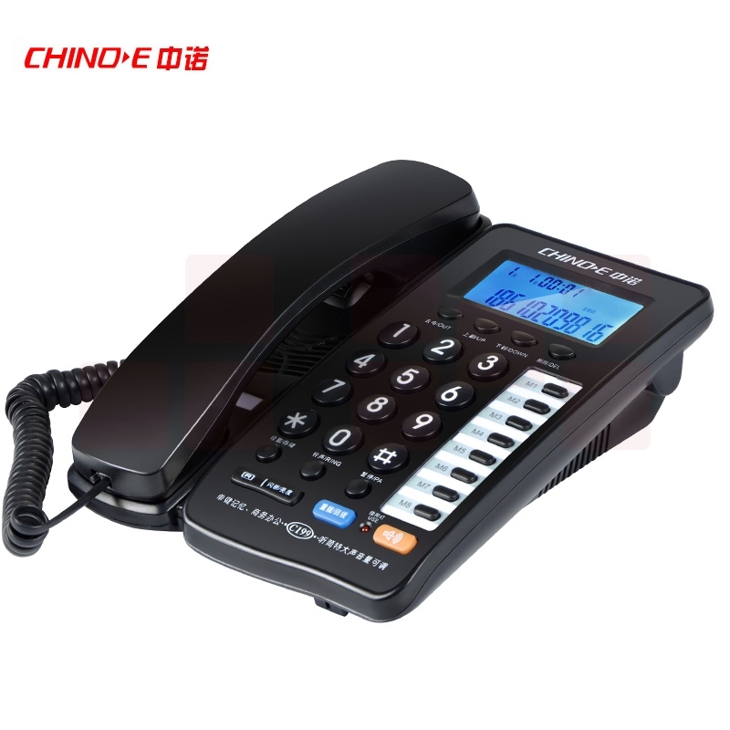 中诺 C199 电话机座机 可接分机/免电池/一键拨号电话机座机黑色
