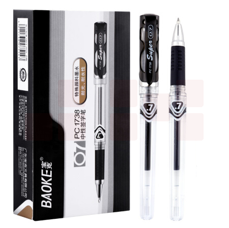 宝克 中性笔 PC1738 签字笔 黑色 0.7mm  12支装