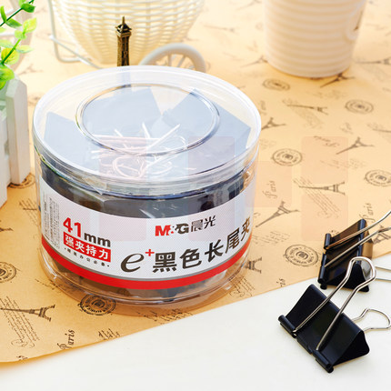 晨光 ABS92733黑色长尾夹 41mm票夹 24只筒