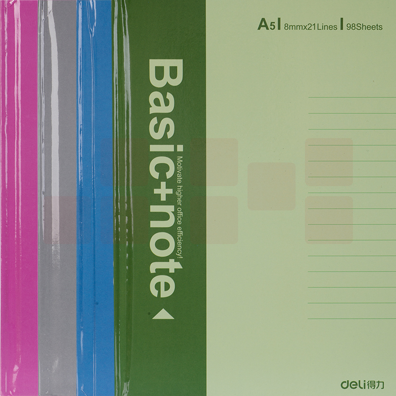 得力 A5记事本96张 硬面抄笔记本会议记录本  颜色随机 3284
