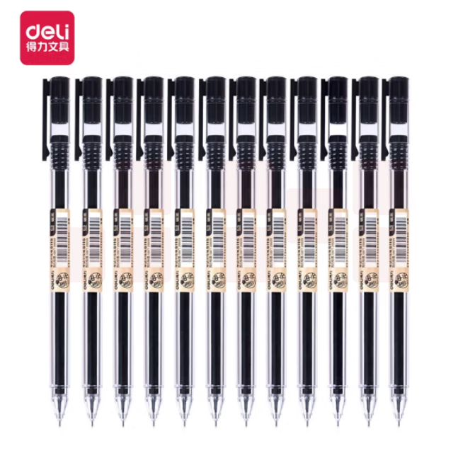 得力S115中性笔 12支 0.5mm 全针管签字笔连中三元考试笔