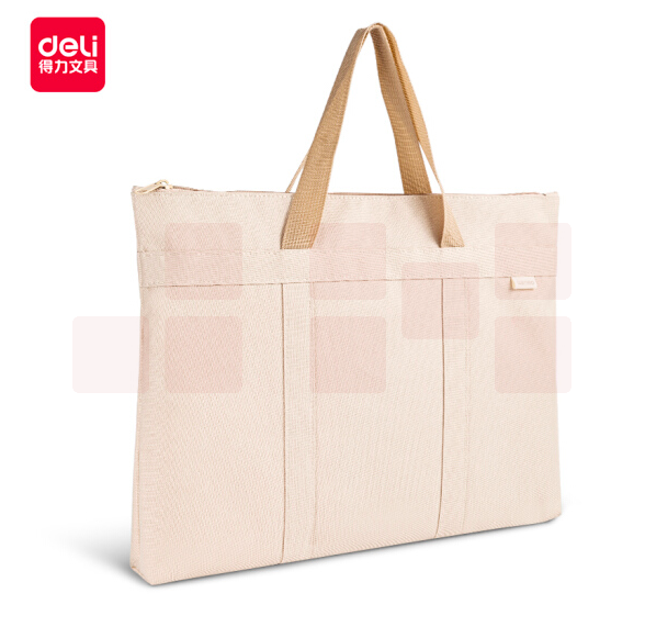 得力 米色手提公文包 牛津布文件收纳袋63788