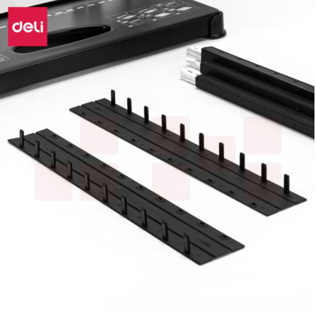 得力3829-10孔装订夹条(黑)300*15mm(100支/盒)(约装订150张)