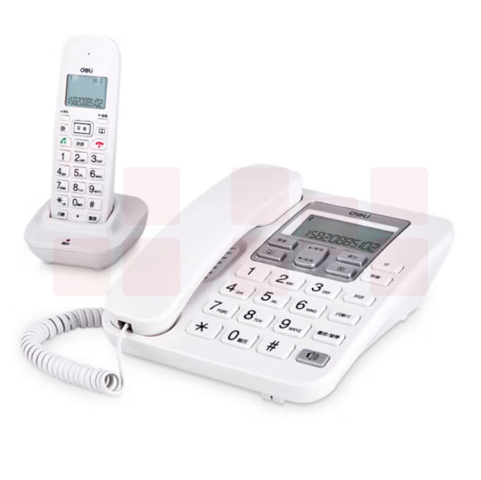 得力 791数字无绳电话机 2.4G数字无绳电话机高保密通话效果座机 白色