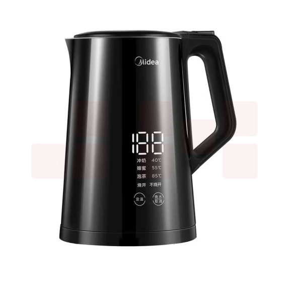 美的1.5升 电热水壶电水壶烧水壶双层防烫智能屏显SH15Power508B