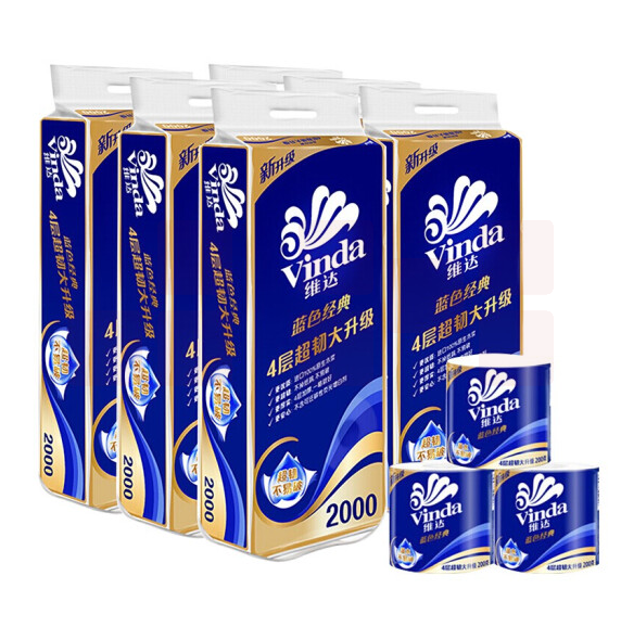 维达(Vinda) 卷纸 超韧有芯卷纸加厚4层200g/卷 10卷/提  V4073 200g