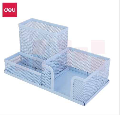 得力9154 组合金属笔筒三格桌面收纳 颜色随机或备注