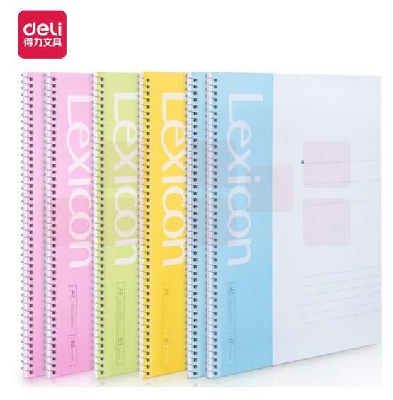得力(deli)  7684 6本/包 A5/80页螺旋本软抄本记事本笔记本子