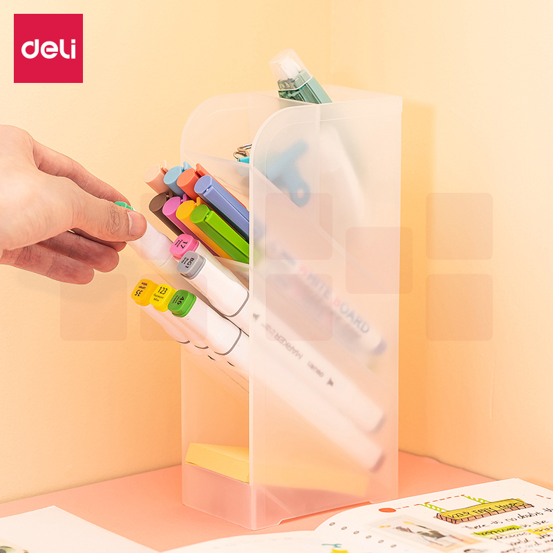 得力8932斜插式笔筒4格 (本色)(个)