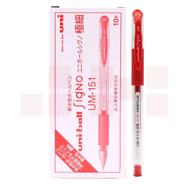 三菱 UM-151 红色水笔0.38mm 中性笔 签字笔(替芯UMR-1)