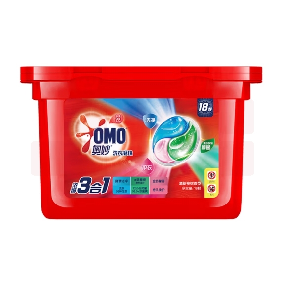 奥妙三合一洗衣凝珠18颗桉树香浓缩洗衣球除菌除螨