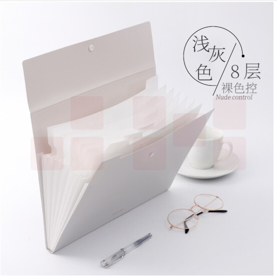 得力72456-8格风琴包325*245*15mm(浅灰)文件夹