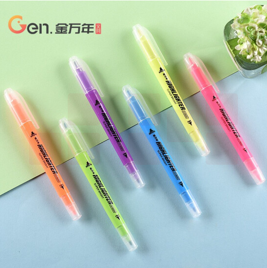 金万年(Genvana) G-0522A 荧光笔小双头6色荧光笔彩色笔 6支/盒