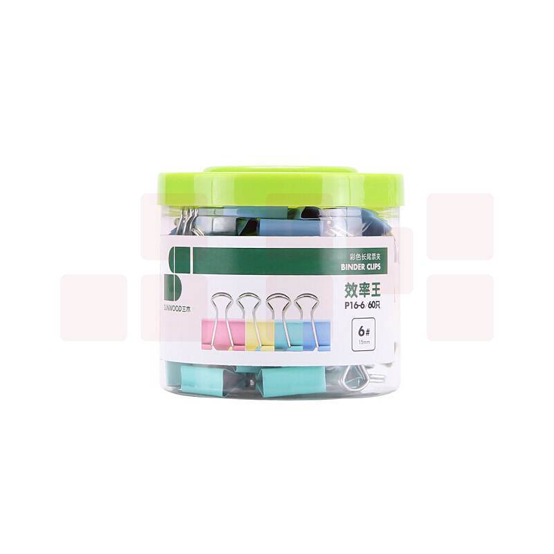 三木SUNWOOD效率王系列P16-6 60只15MM6#彩色燕尾夹（单位：盒）