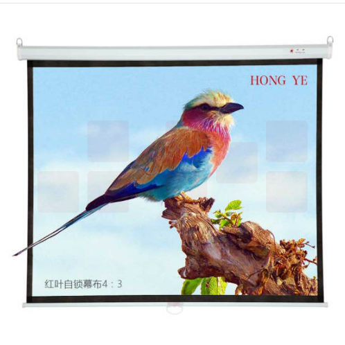 红叶（HONGYE）手动自锁幕100寸4:3高清手动幕玻珠幕白塑幕商用家用 2.03*1.54