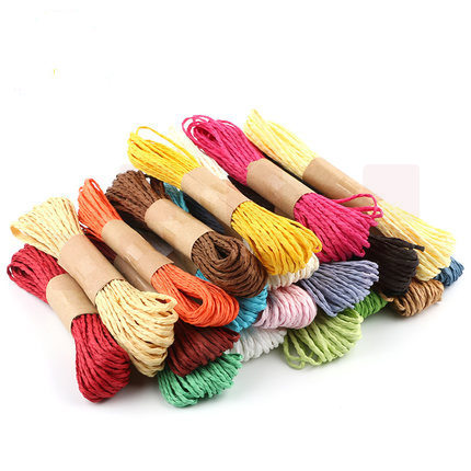 纸绳材料diy编织纸藤绳子幼儿园儿童手工制作创意粘贴画 10包装 颜色随机