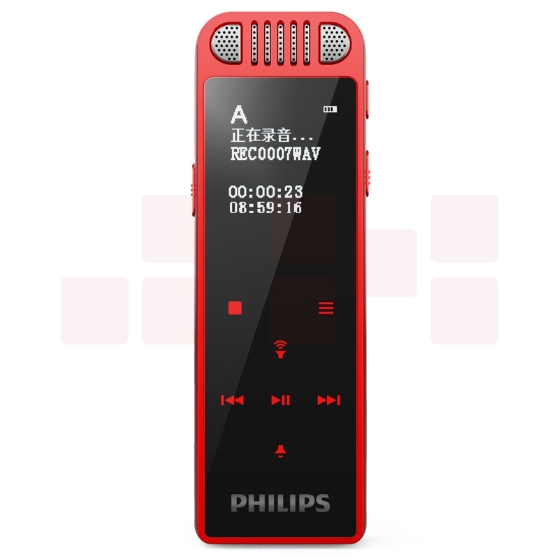 飞利浦（PHILIPS）VTR8060 16GB 会议 学习记录 WIFI 语音转文本 APP文件传输分享 智能数字降噪录音笔 红色