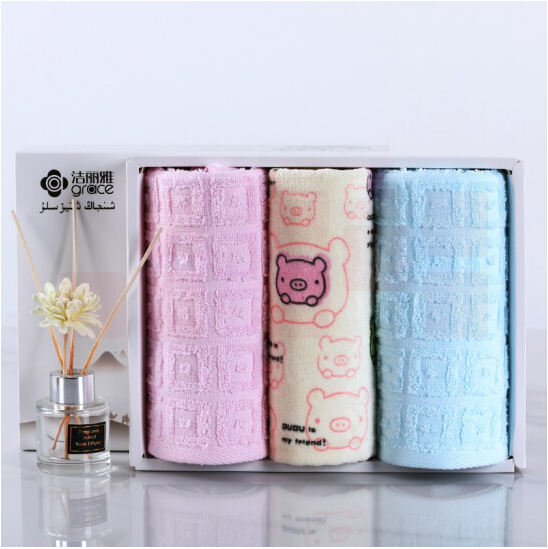 洁丽雅 6415毛巾礼盒 纯棉毛巾套装 亲子三件套装 礼盒