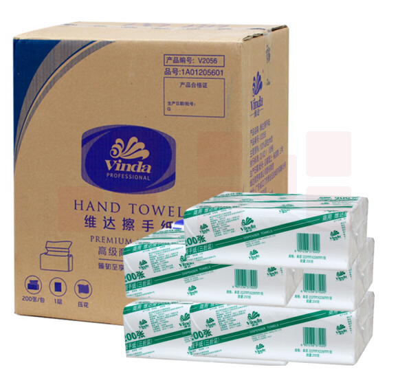 维达（VINDA） V2056 商用擦手纸单层三折 200抽/包 20包/箱