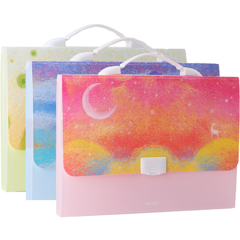 得力5857风琴包330*240*30mm(绿)文件夹