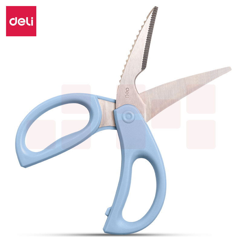 得力77780厨房剪刀200mm(蓝色)(卡)