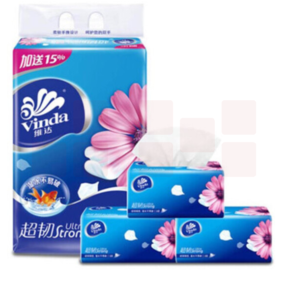 维达 V2182 超韧3层抽取式纸面巾 130+20抽/包 3包/提 48包/箱