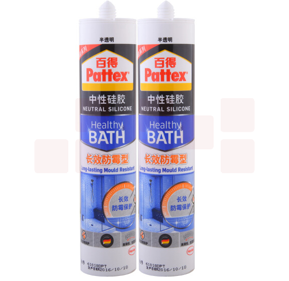 汉高百得（Pattex）SBSD Plus-T 中性硅胶 玻璃胶 密封胶 2倍防霉 长效防霉型 半透明 300ml 2支装
