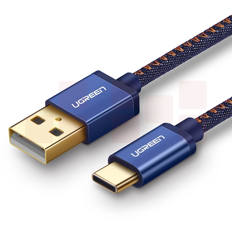 绿联 Type-C数据线 快充充电线 安卓USB-C转接头充电器电源线通用华为P20/Mate20荣耀小米手机1.5米40345深蓝