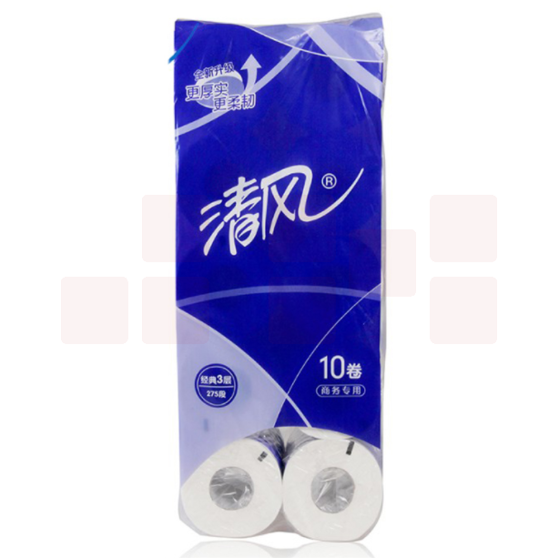 清风  3层平纹   275段  10卷/提  110mm*100mm  厕所小卷纸  原木浆卷筒纸巾