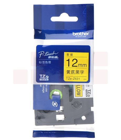 兄弟（brother）TZE-Z631 12mm黄底黑字标签色带