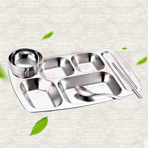 不锈钢套装（餐盘、碗、勺、筷子）  货号：WY