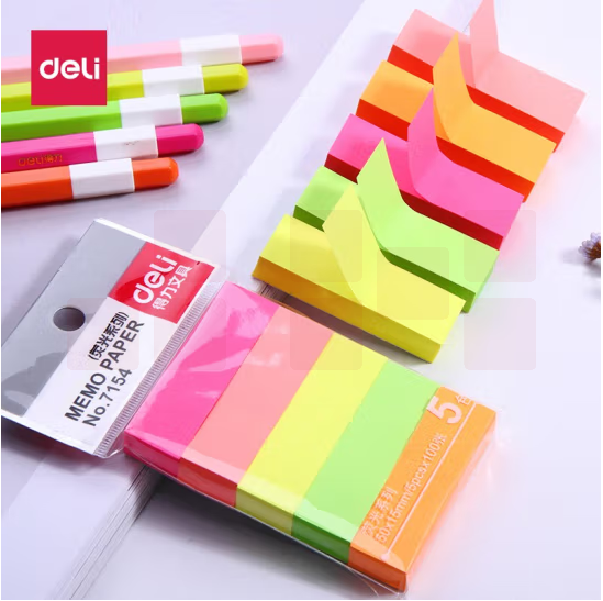 得力(deli) 记事贴 7154 混色 50*15mm 5包/组