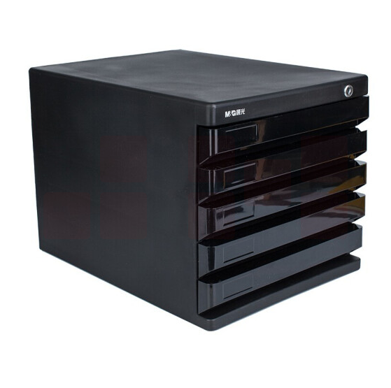晨光（M&G）五层文件柜收纳栏 资料收纳带锁 ADM95298 黑色/灰色