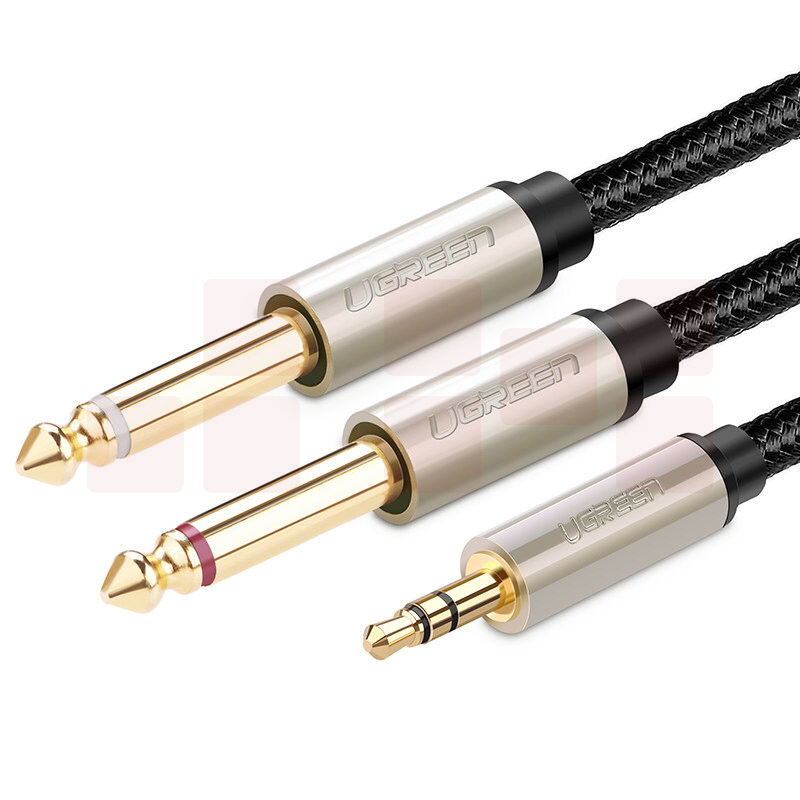 绿联 UGREEN 音频线 40793 AV126 3.5转双6.5音频线 一分二转接头 6.35mm大二芯连接线 3m (黑色) 货号：ZJ