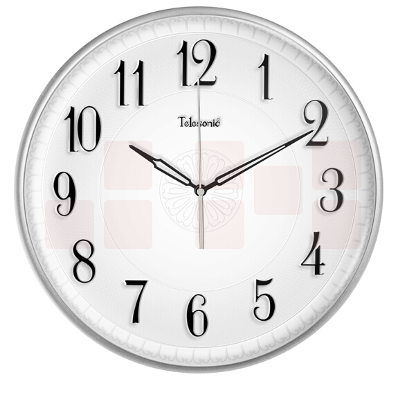 天王星（Telesonic）Q5679-1挂钟 14英寸  客厅卧室时钟 简约静音扫描石英钟表  银色